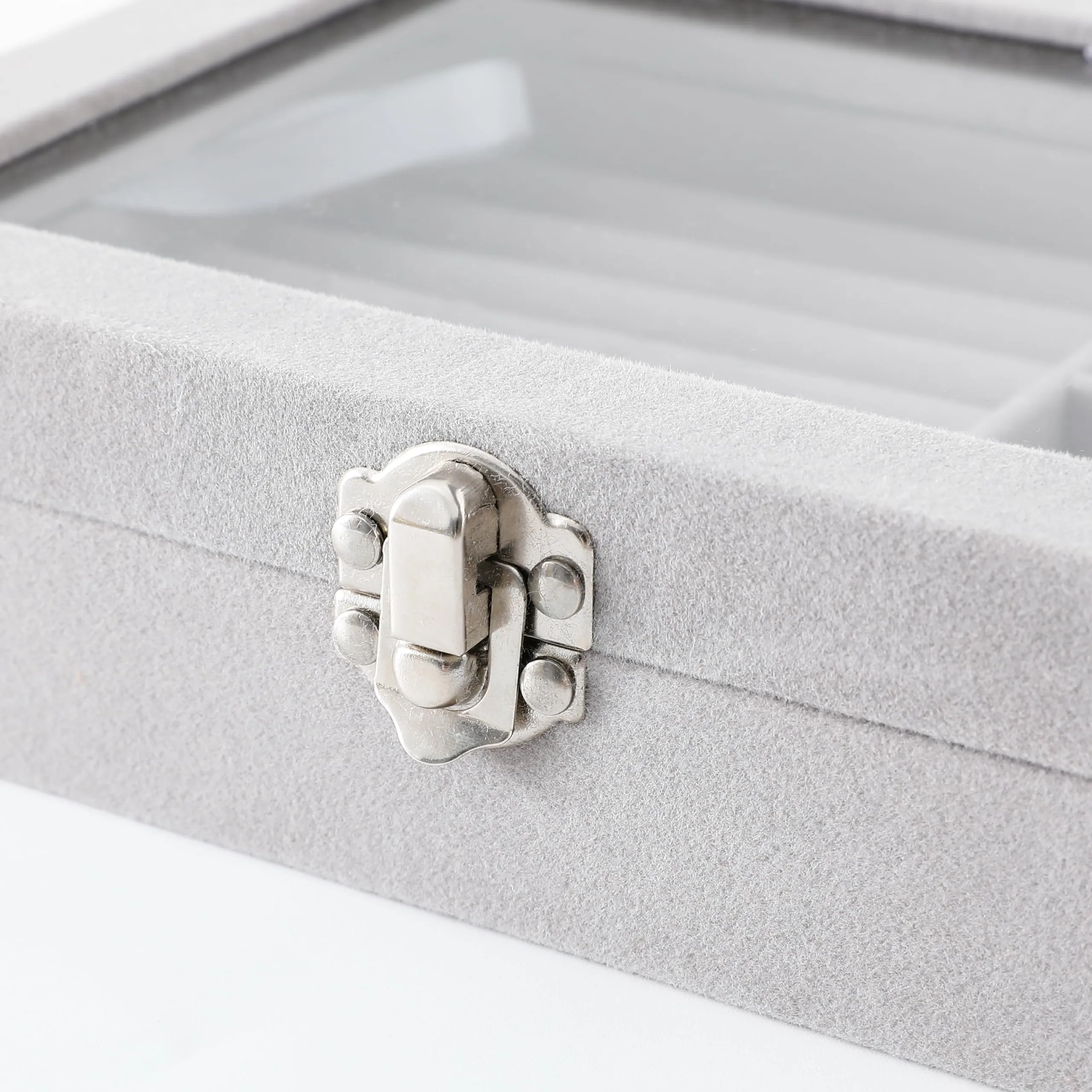 Kuber Industries Pack of 5 Velvet Jewelry Box Organizer | Jewelry Storage Box | Jewelry Organizer | Showcase Holder Dresser Organizer for Earring Necklace Bracelet Ring |YXX-016 | Grey