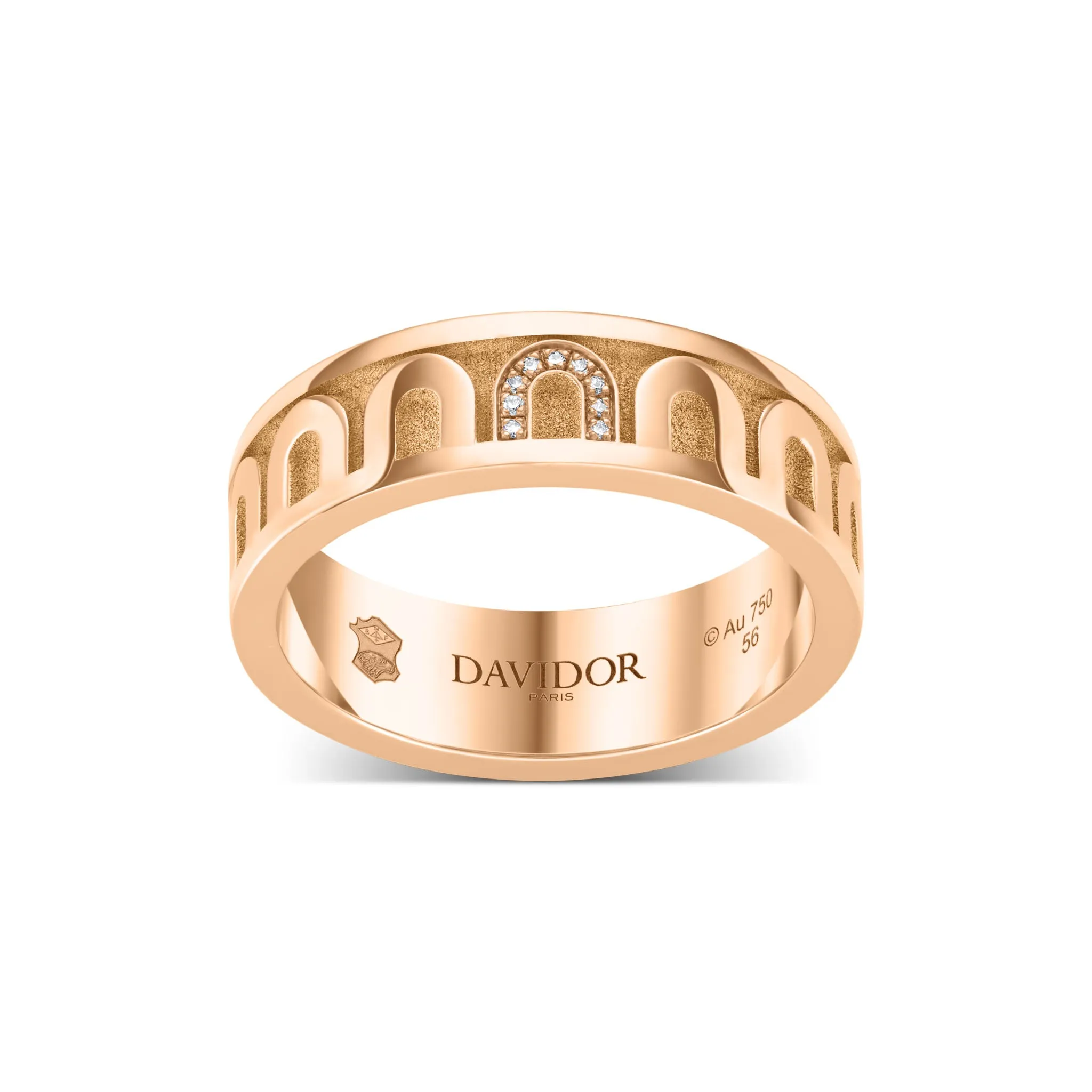 L’Arc de DAVIDOR Ring MM, 18k Rose Gold with Satin Finish and Porta Simple Diamonds