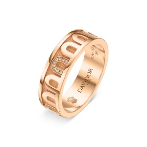 L’Arc de DAVIDOR Ring MM, 18k Rose Gold with Satin Finish and Porta Simple Diamonds