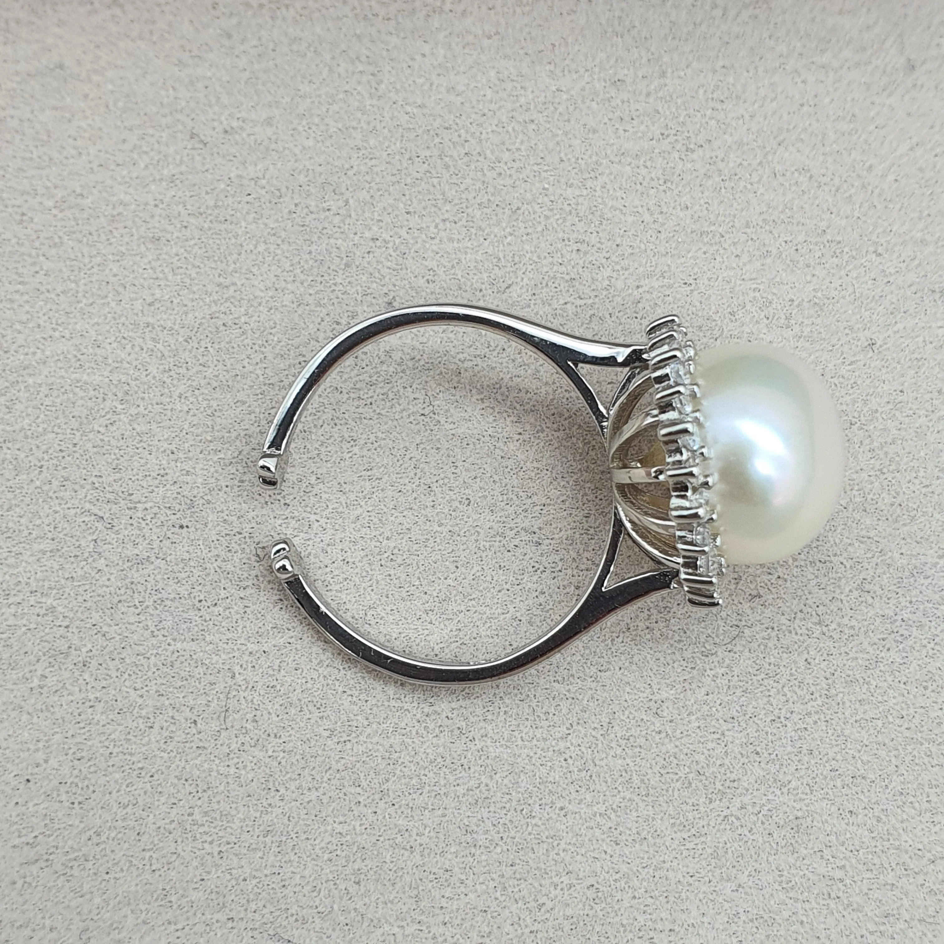 Large Freshwater Pearl ring, sterling silver