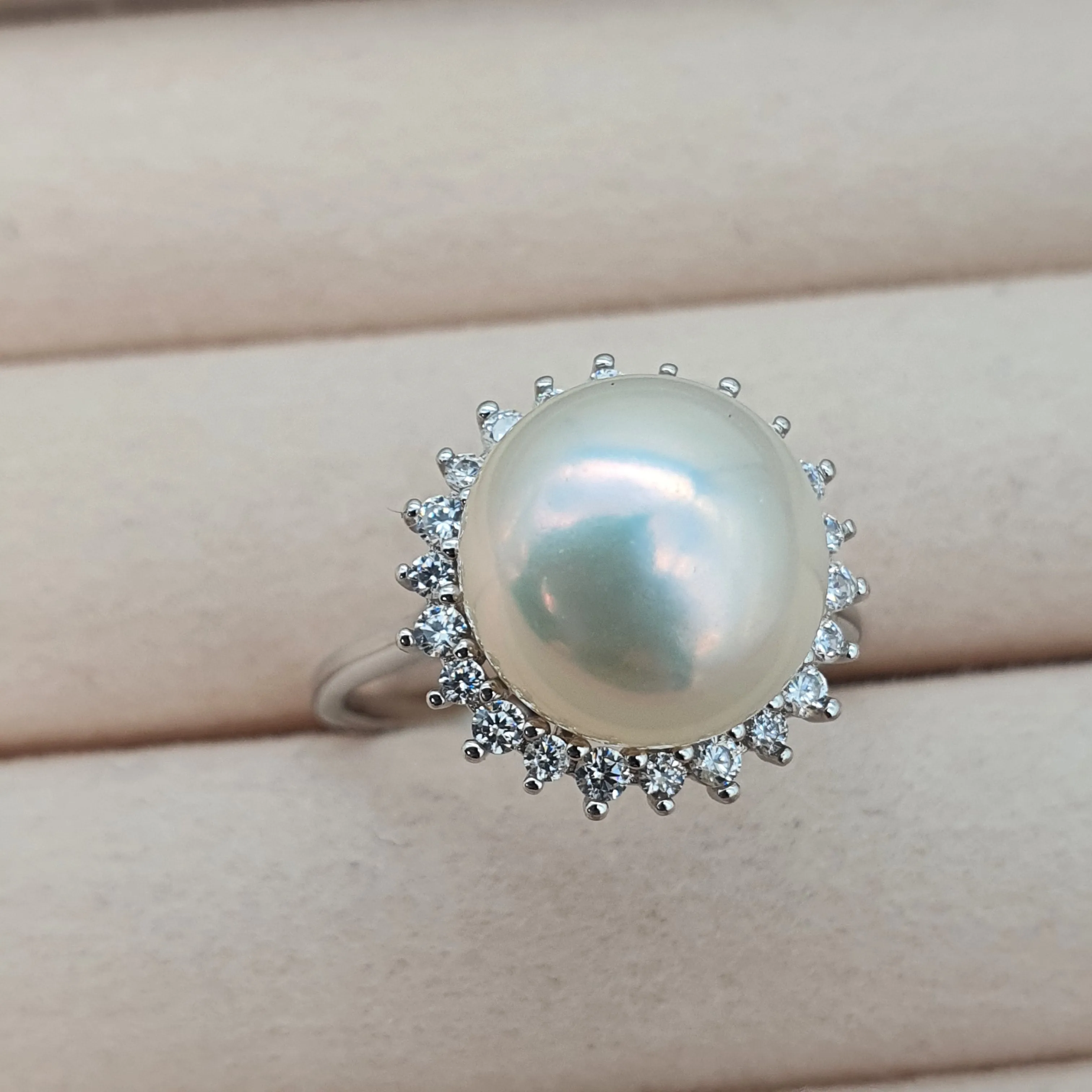 Large Freshwater Pearl ring, sterling silver