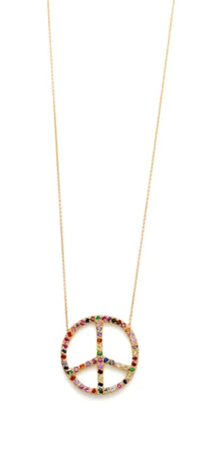 Large Multicolor Peace Sign Necklace