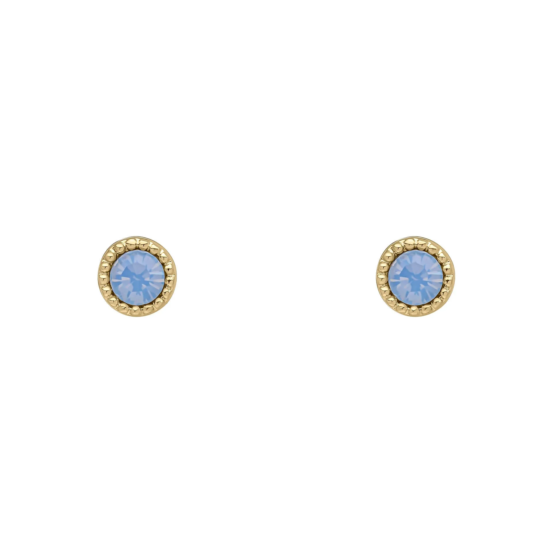 Laura Ashley Stippled Blue Crystal Gold Tone Stud Earrings E6517