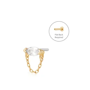 LENOX | Draped Chain and White Sapphire Threadless Flatback Earring
