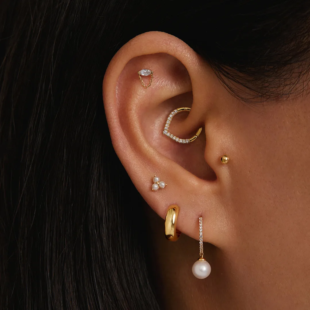 LENOX | Draped Chain and White Sapphire Threadless Flatback Earring