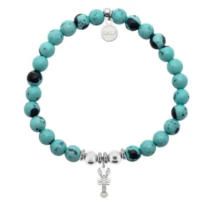 Lobster Charm with Blue Zebra Jade Charity Bracelet