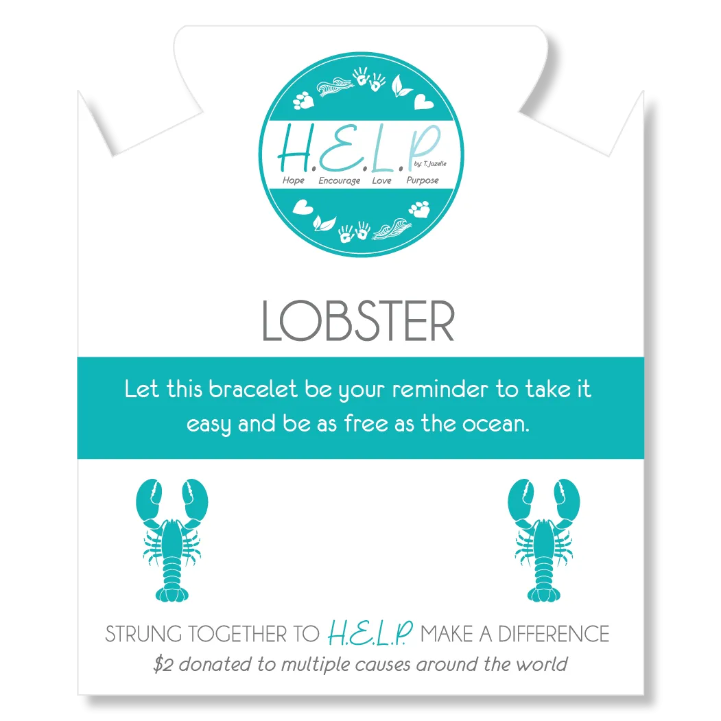 Lobster Charm with Blue Zebra Jade Charity Bracelet
