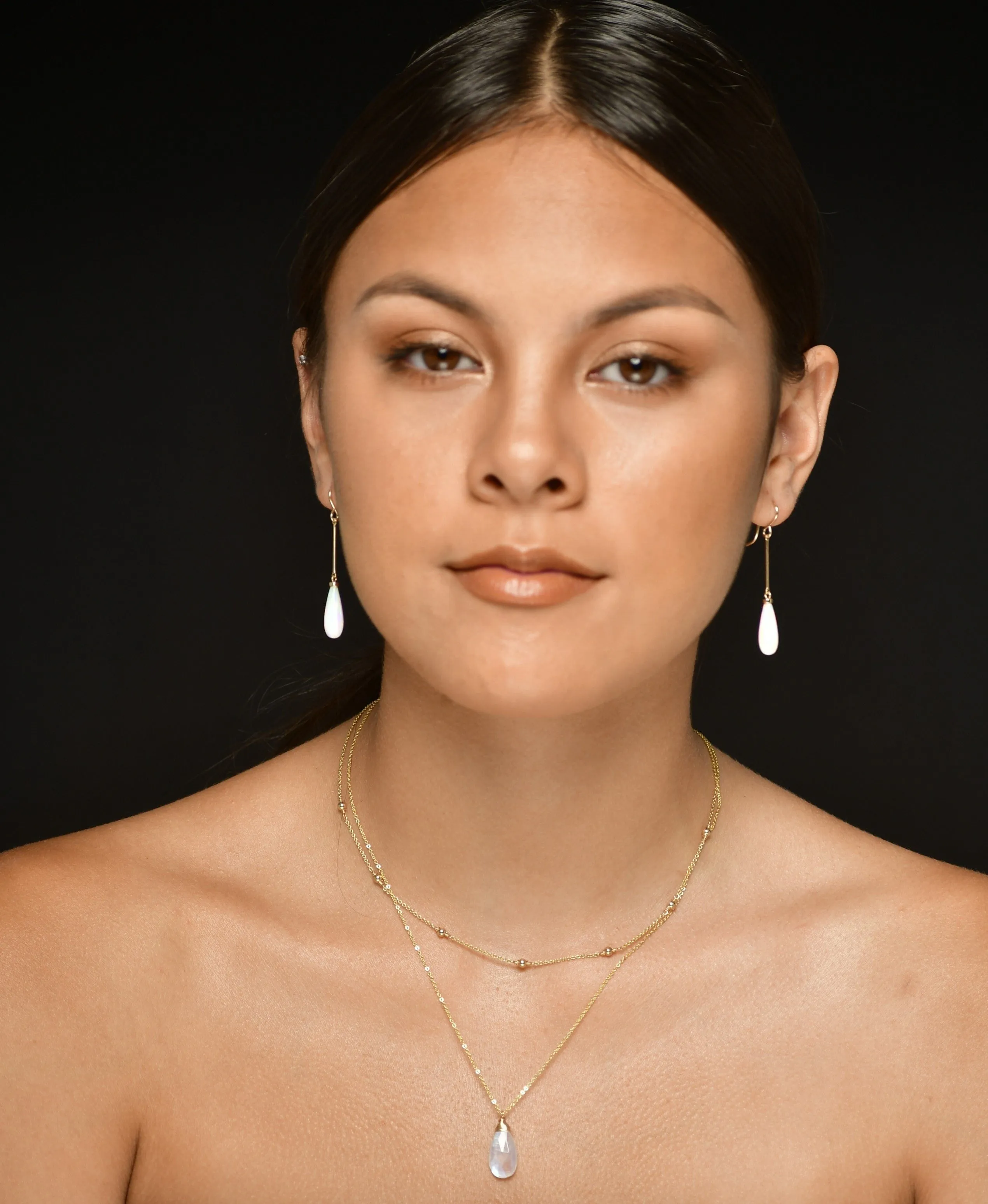 Long White Opal Dangle Earrings