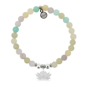 Lotus Charm with Green Yellow Jade Charity Bracelet