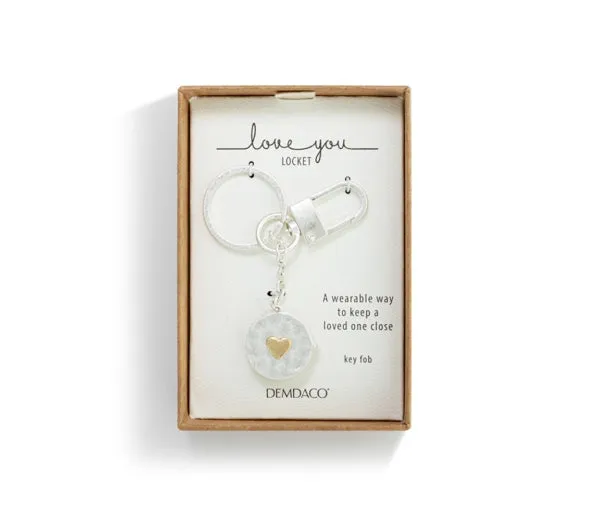 Love you Locket Key Fob - Silver