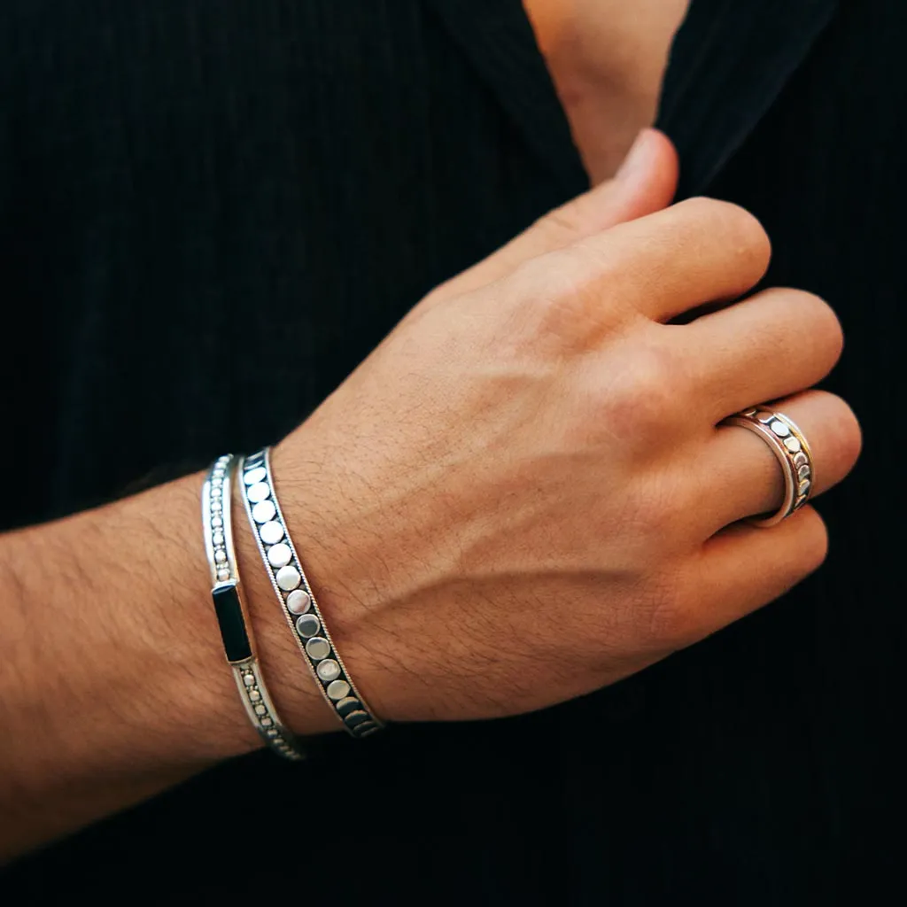 Maharani Men's Open Bracelet - Black Onyx