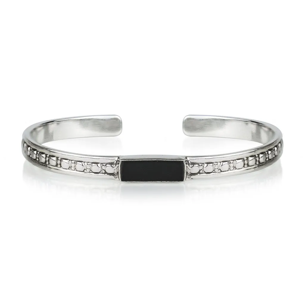 Maharani Men's Open Bracelet - Black Onyx