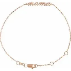Mama Bracelet Script in 14k Yellow, Rose or White Gold or Sterling Silver
