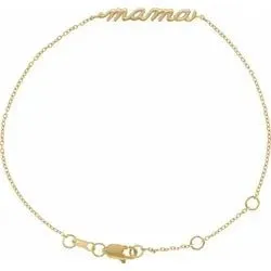 Mama Bracelet Script in 14k Yellow, Rose or White Gold or Sterling Silver