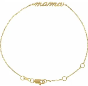 Mama Bracelet Script in 14k Yellow, Rose or White Gold or Sterling Silver