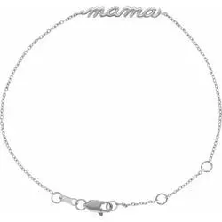 Mama Bracelet Script in 14k Yellow, Rose or White Gold or Sterling Silver