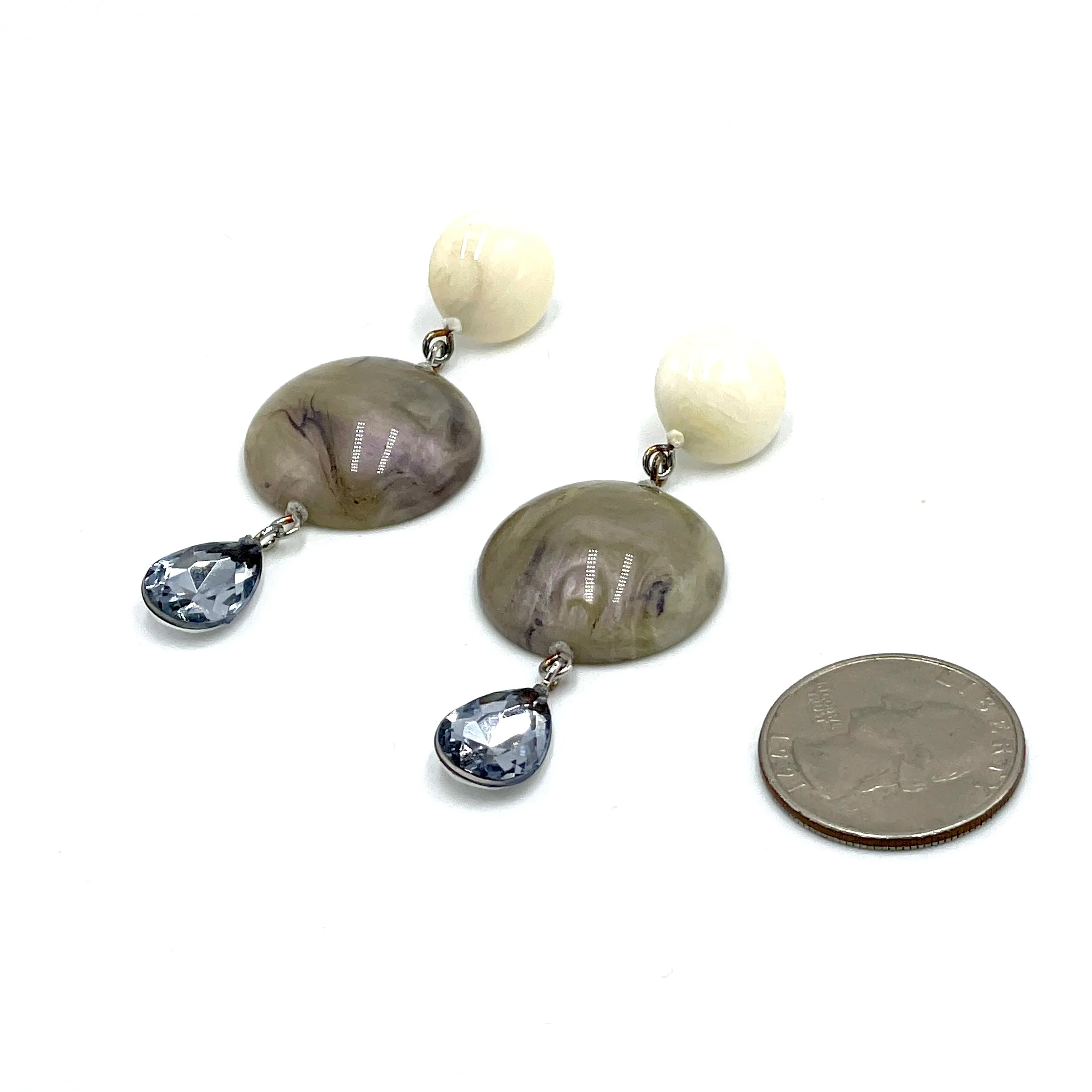 Marbled Labradorite & Light Sapphire Trinket Earrings