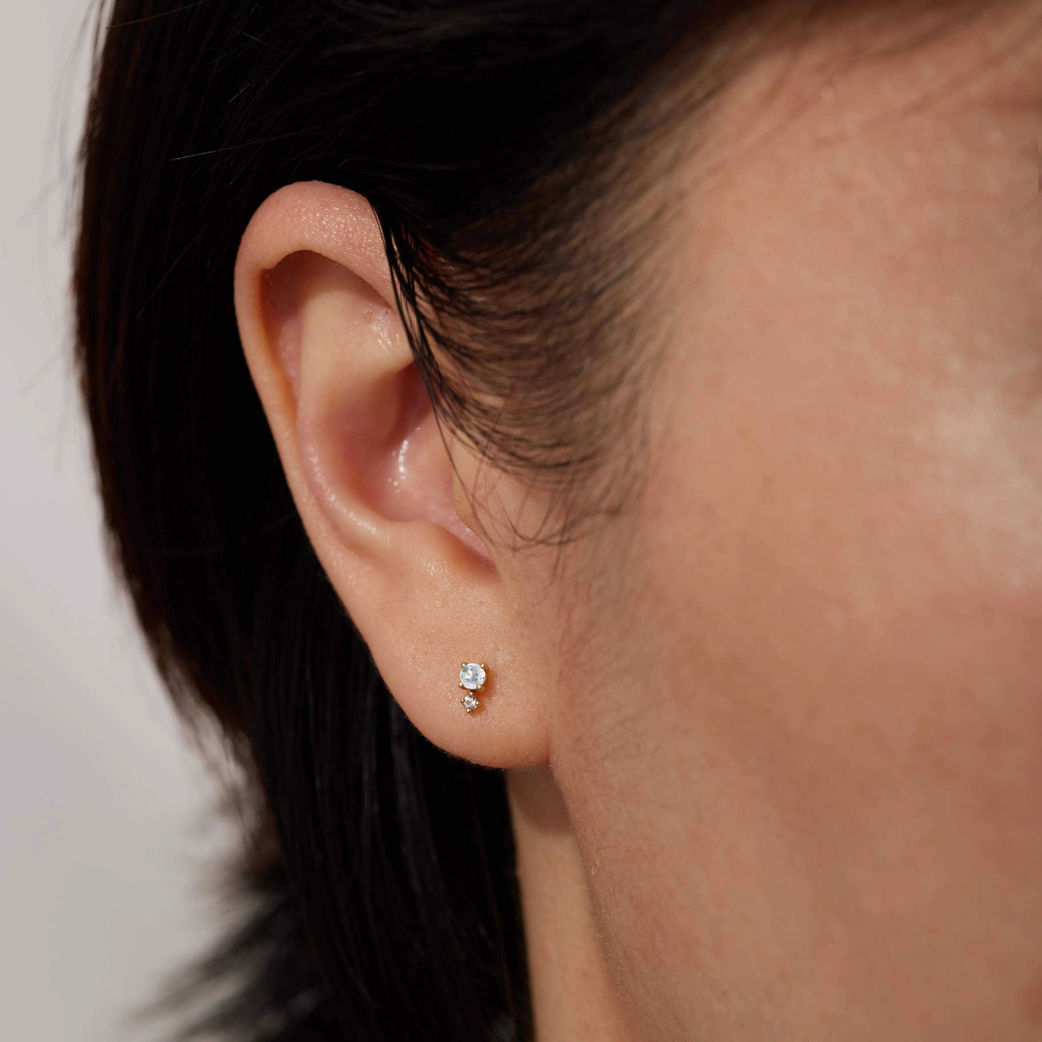 MARCH | Aquamarine and White Sapphire Stud Earring