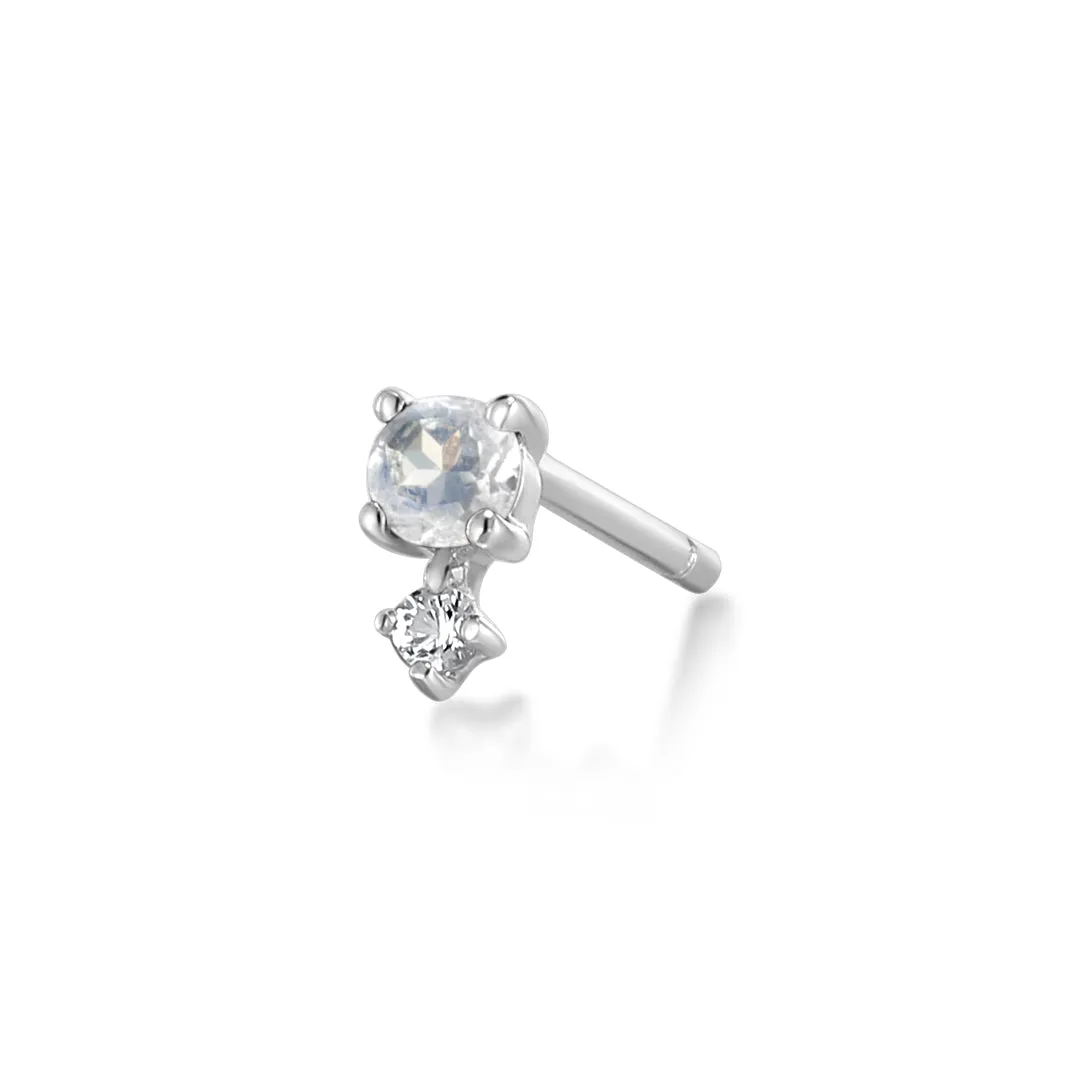 MARCH | Aquamarine and White Sapphire Stud Earring