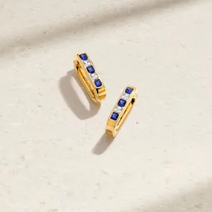 Mark Henry Gypsy 18k Yellow Gold Sapphire and Diamond Paperclip Earrings