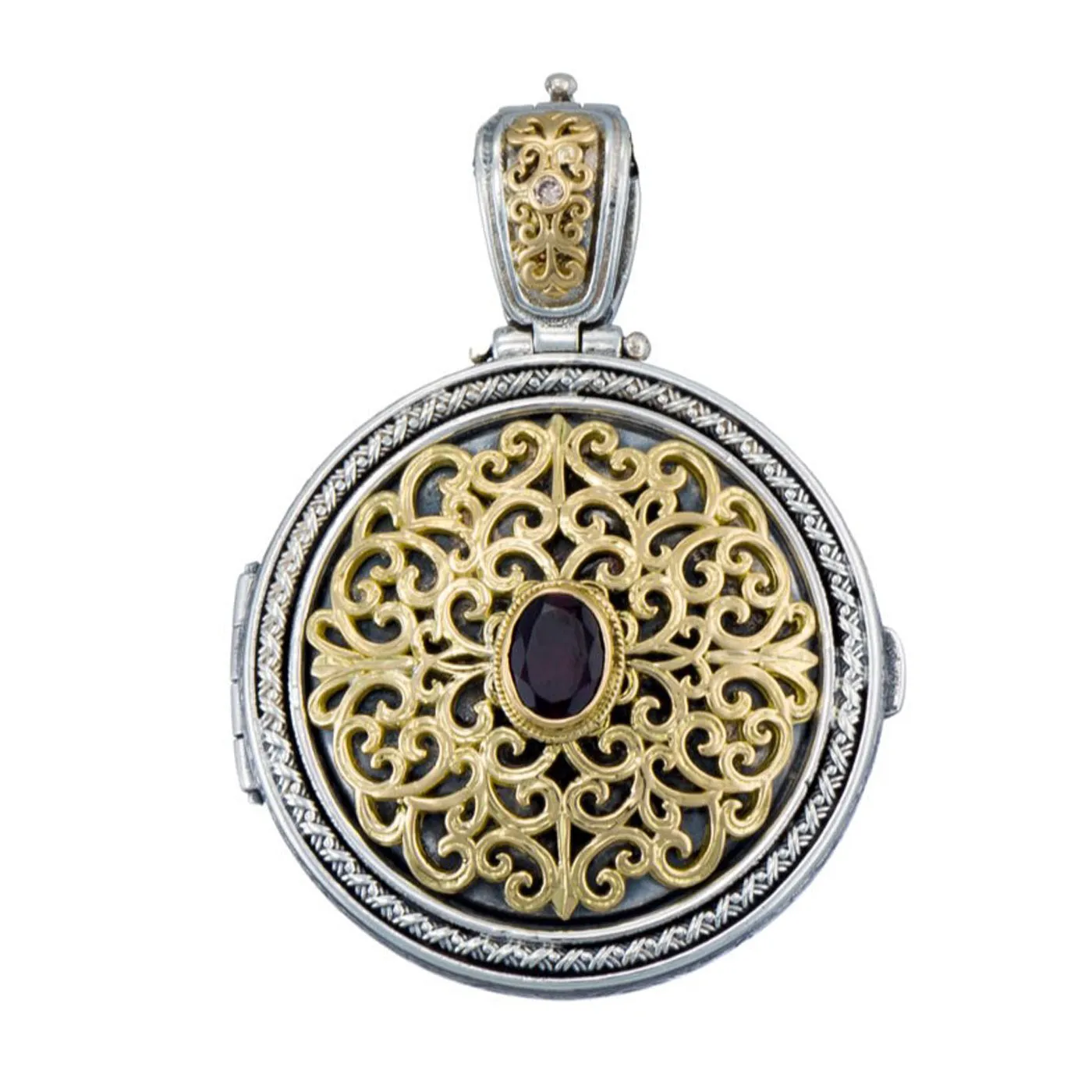 Mediterranean Round Locket with Gemstone