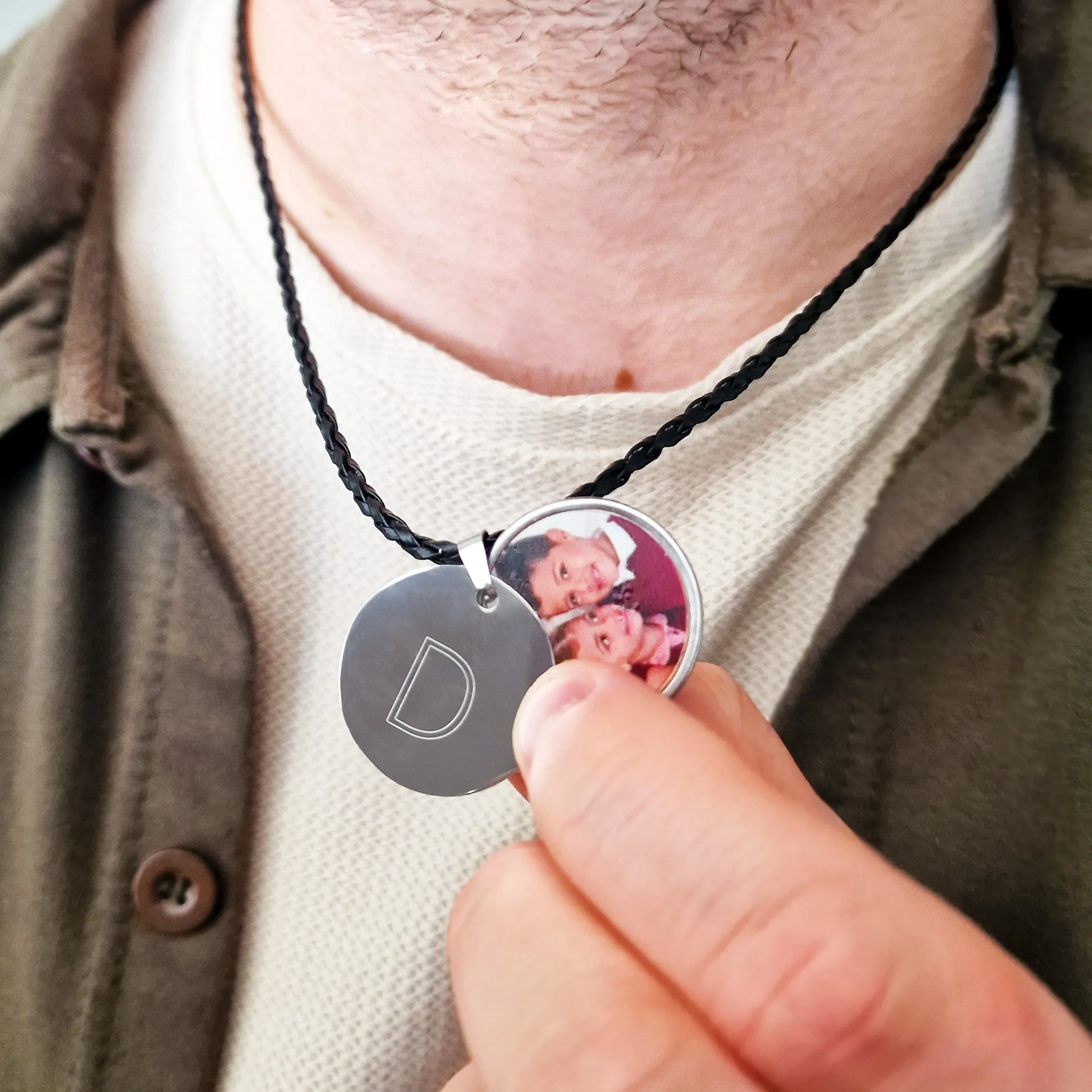 Men's Personalised Secret Photo Family Necklace