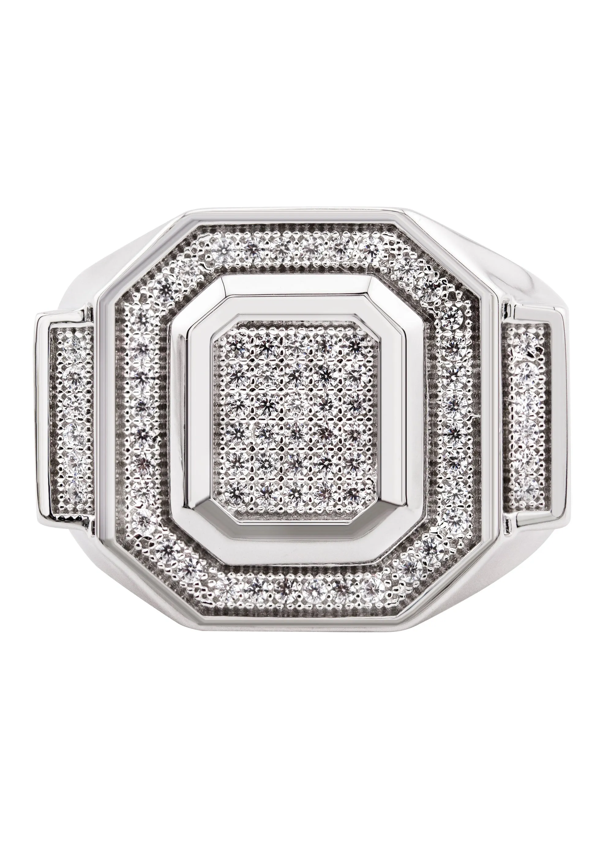 Mens Silver CZ Signet Ring | Appx 8.6 Grams