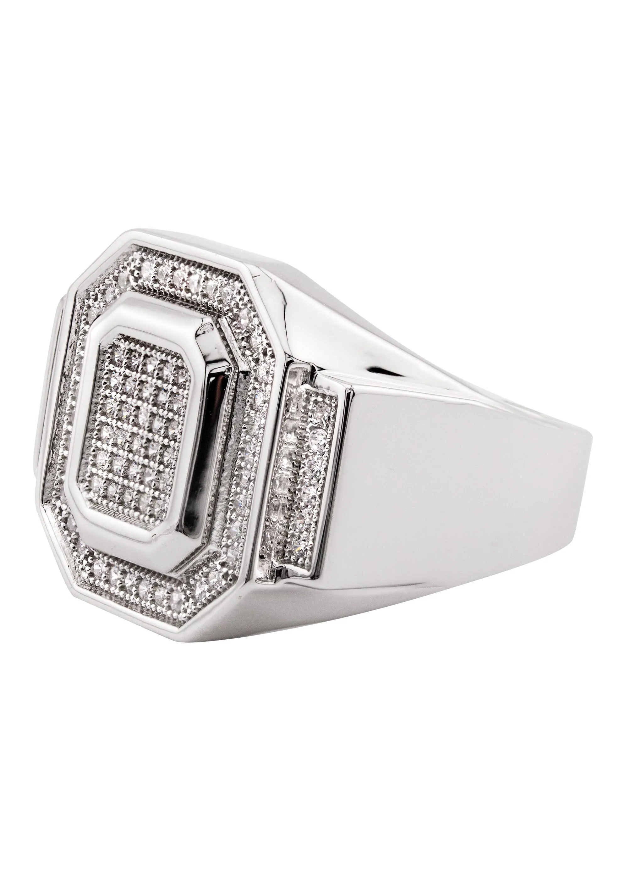 Mens Silver CZ Signet Ring | Appx 8.6 Grams