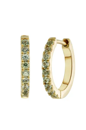 Mini Halo Hoops - Green Sapphire - Gold