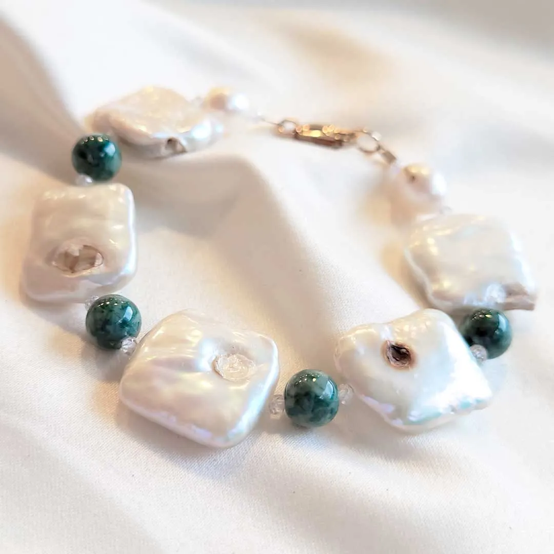 Mother Pearl and Jade Bracelet