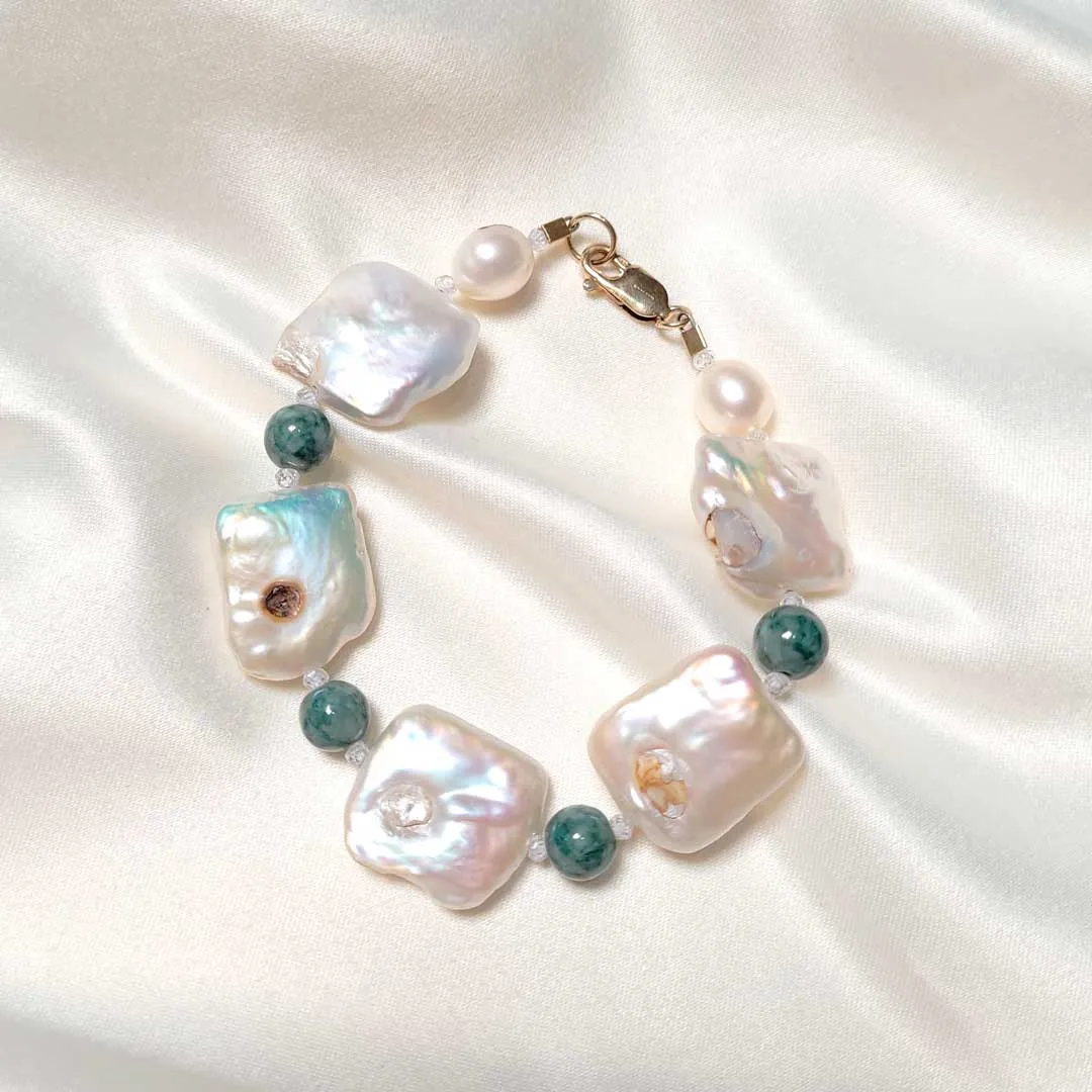 Mother Pearl and Jade Bracelet