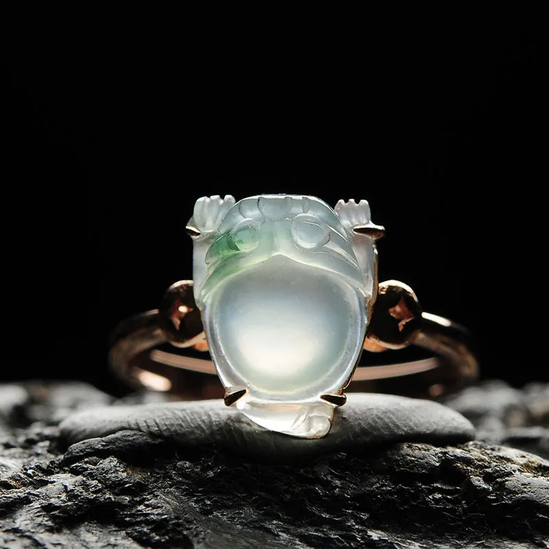 Natural Jade Ring Jadeite Gold Toad Ring RG84