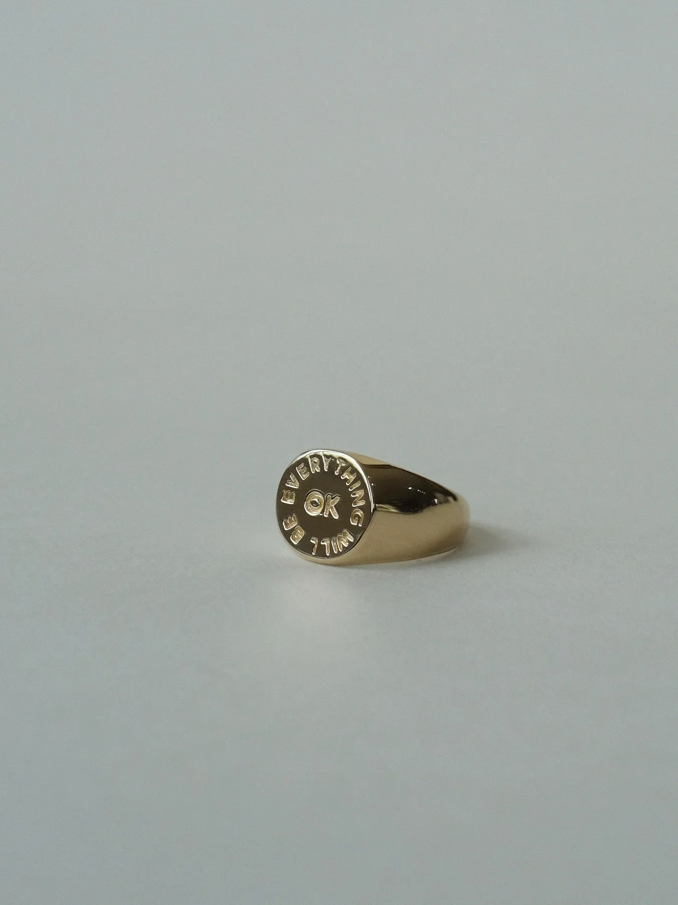 NEW! Everything Will Be OK Gold Plated Signet Ring by I Like It Here Club