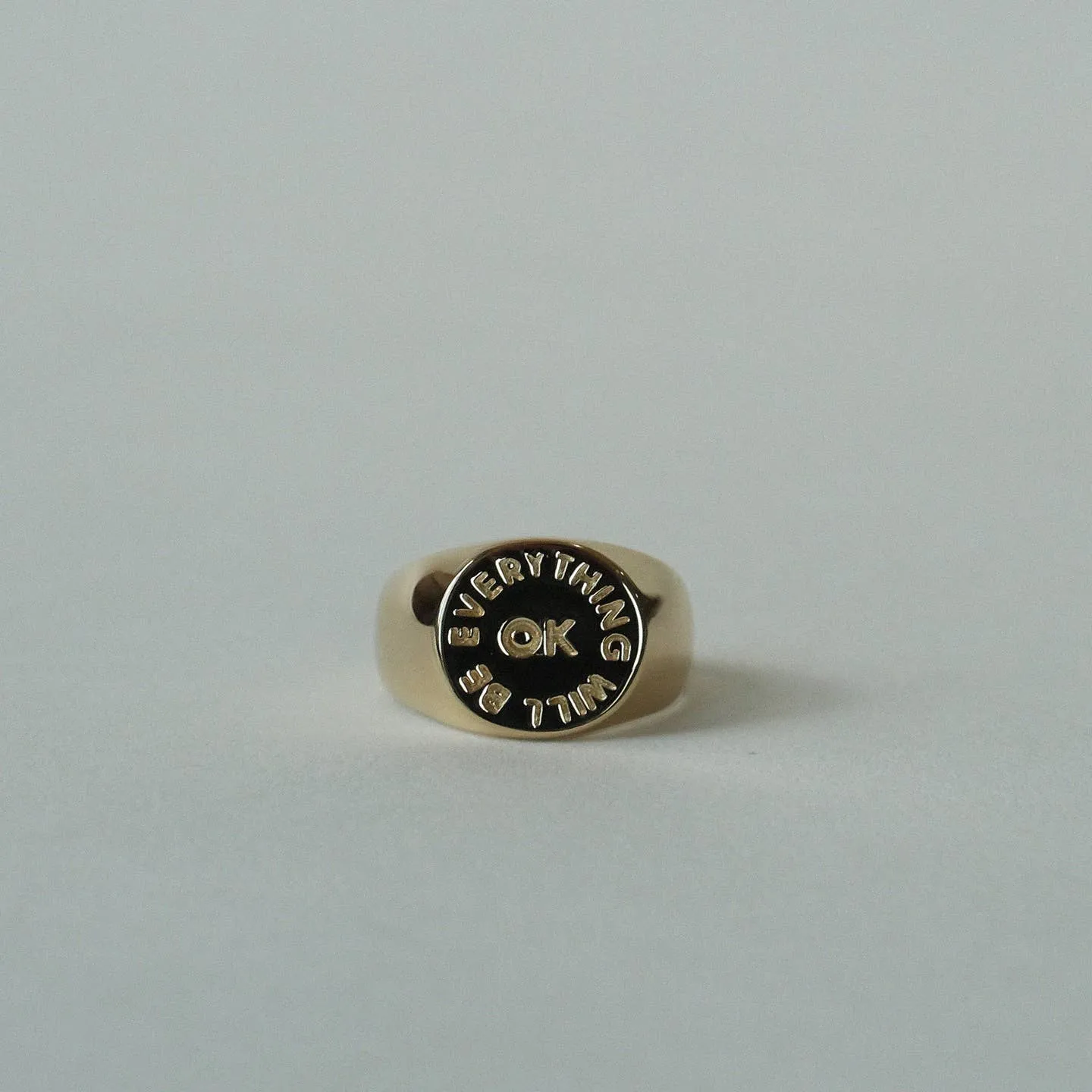 NEW! Everything Will Be OK Gold Plated Signet Ring by I Like It Here Club
