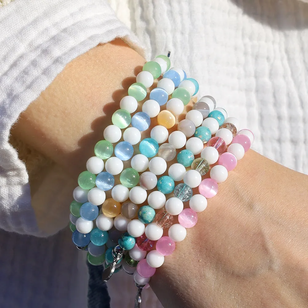 Ocean Defenders Alliance Charity Stacker: Blue Opal Jade & White Jade Bracelet