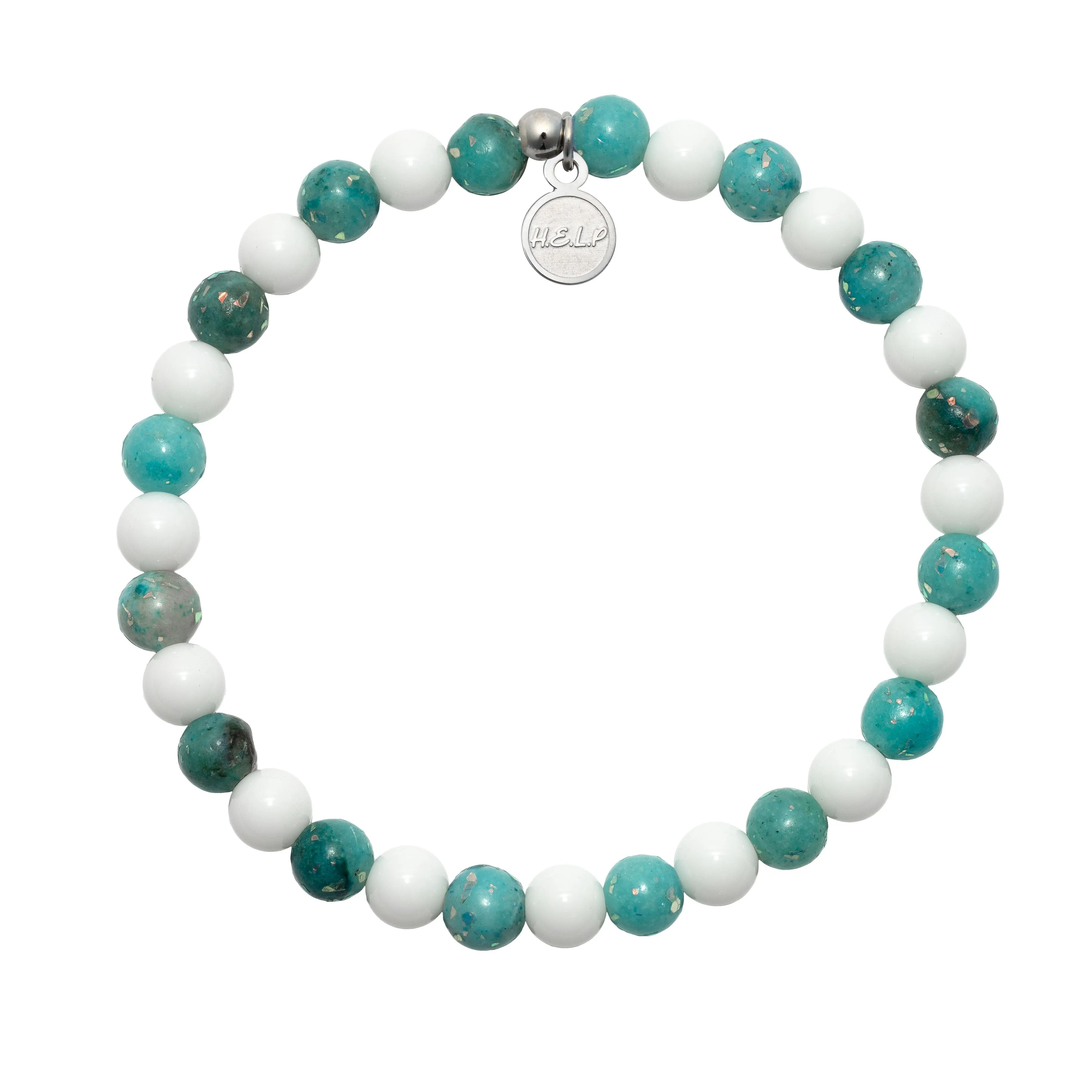 Ocean Defenders Alliance Charity Stacker: Blue Opal Jade & White Jade Bracelet