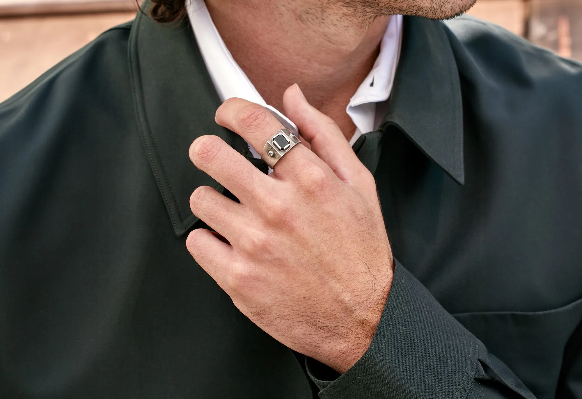 Onyx & Diamond Signet Ring