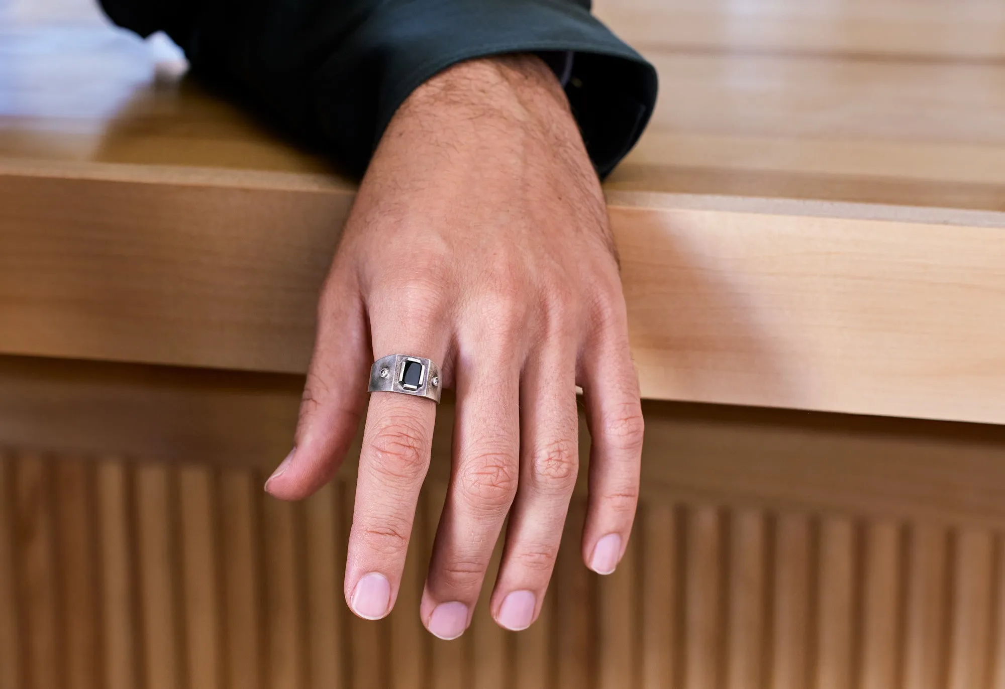 Onyx & Diamond Signet Ring