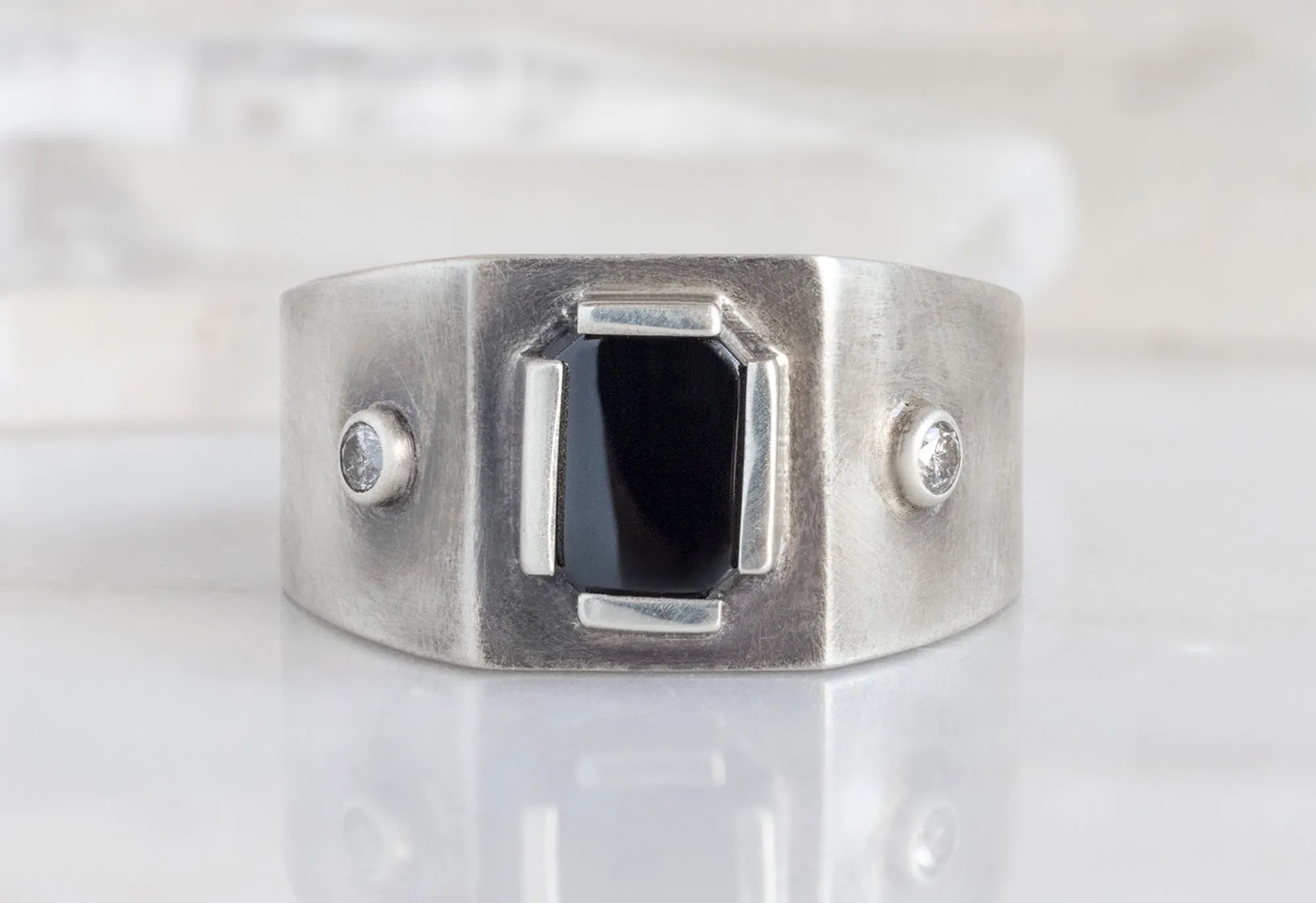 Onyx & Diamond Signet Ring