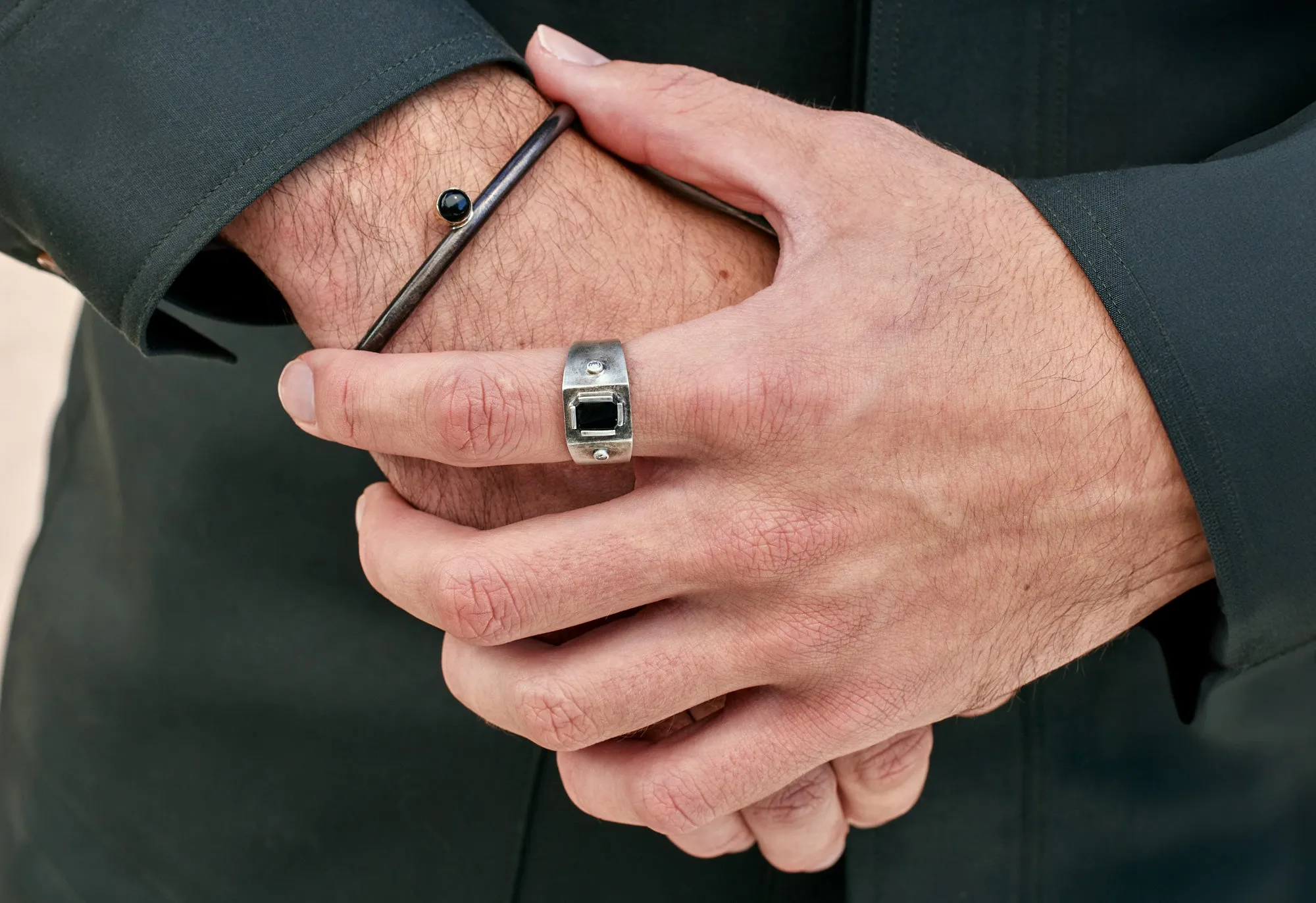 Onyx & Diamond Signet Ring