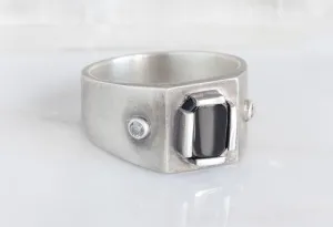 Onyx & Diamond Signet Ring