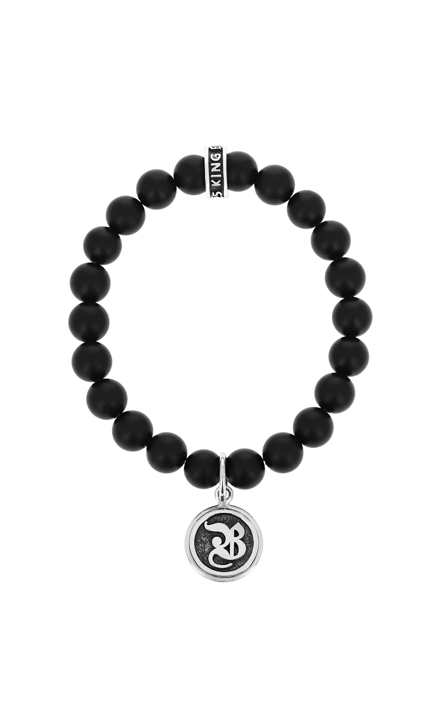 Onyx Bracelet with Personalized Silver Letter Charm