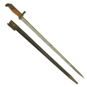 Original Danish Krag–Jørgensen M1915 T-Back Bayonet for Gevær M/89 Rifle with Scabbard - dated 1922