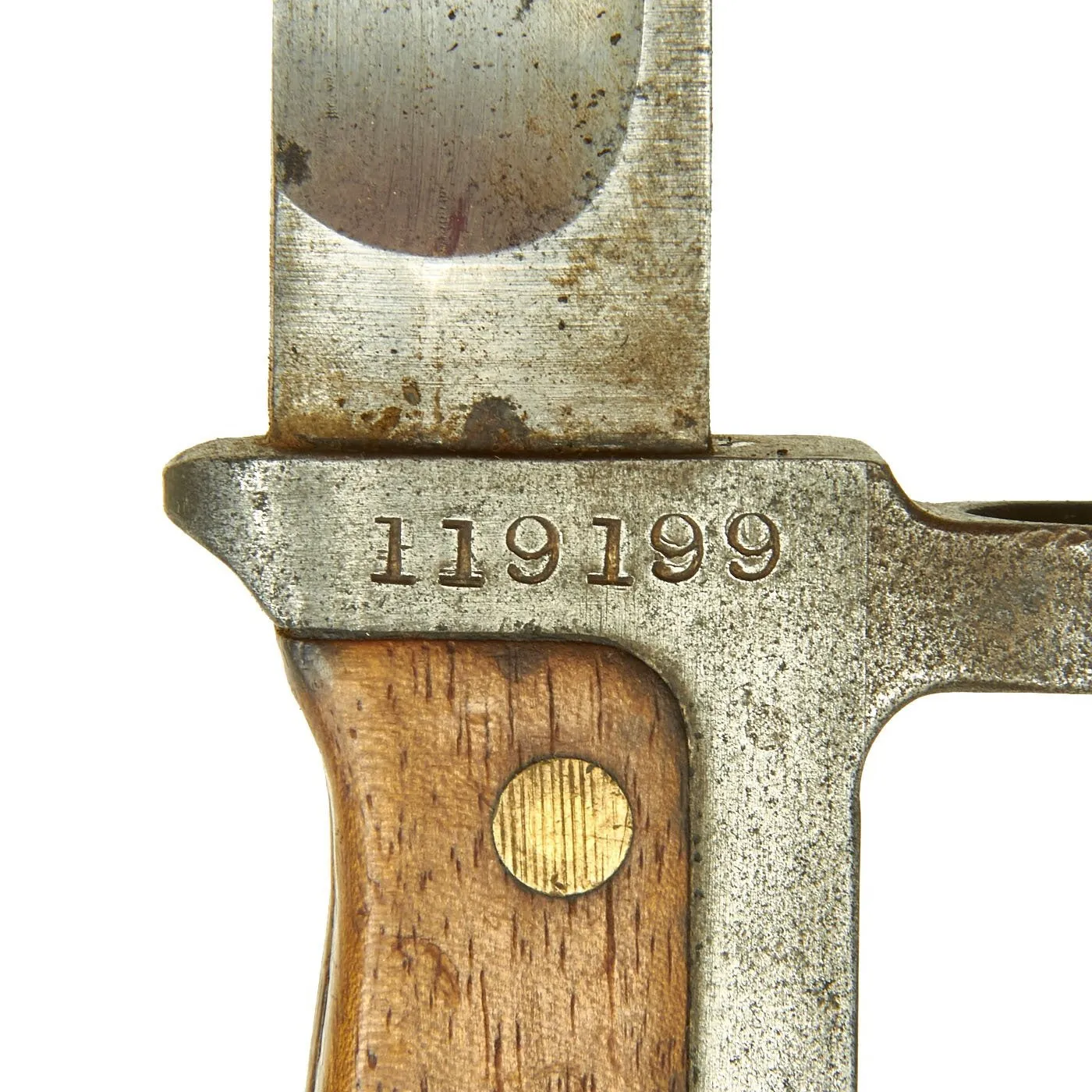 Original Danish Krag–Jørgensen M1915 T-Back Bayonet for Gevær M/89 Rifle with Scabbard - dated 1922