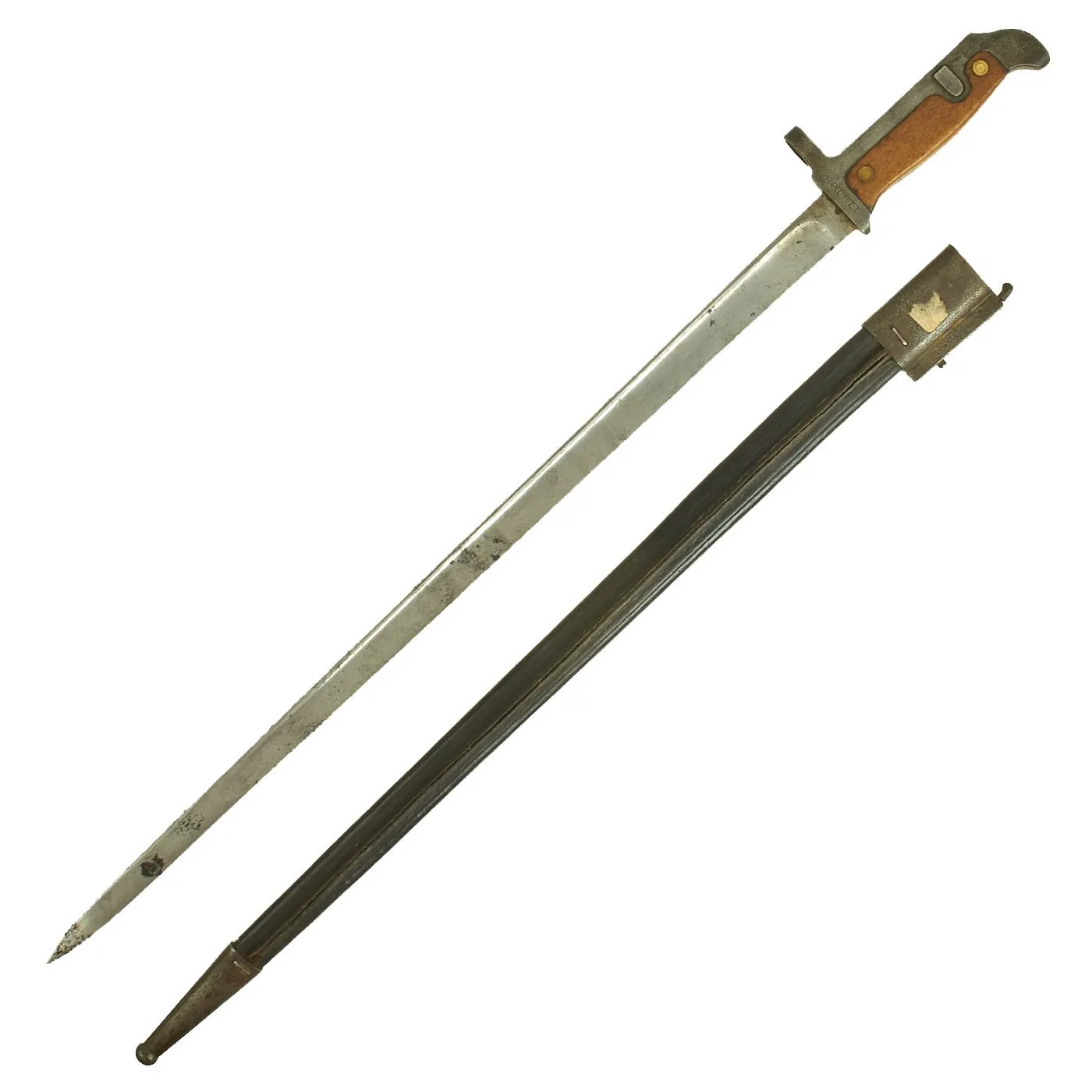 Original Danish Krag–Jørgensen M1915 T-Back Bayonet for Gevær M/89 Rifle with Scabbard - dated 1922
