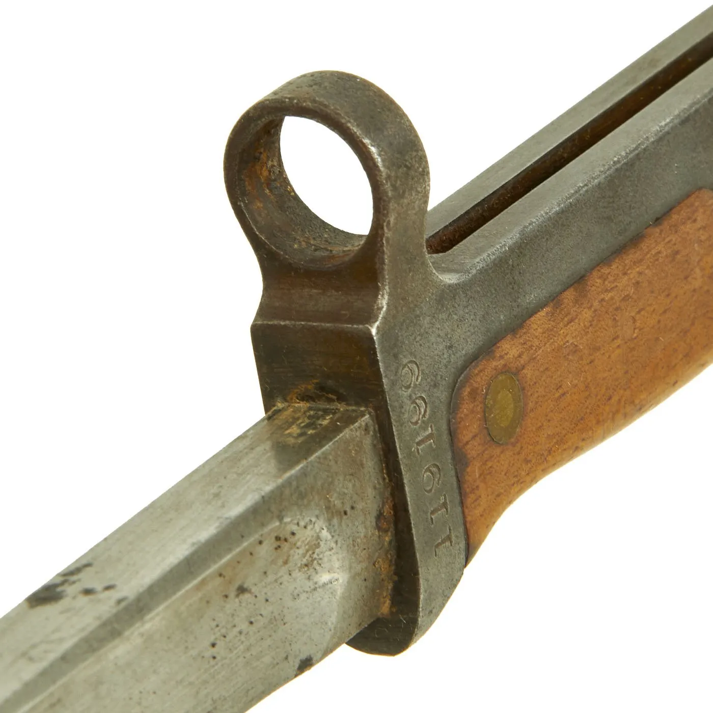 Original Danish Krag–Jørgensen M1915 T-Back Bayonet for Gevær M/89 Rifle with Scabbard - dated 1922