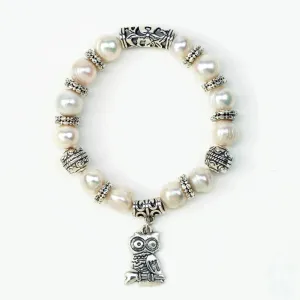 Owl Charm Pearl Bracelet