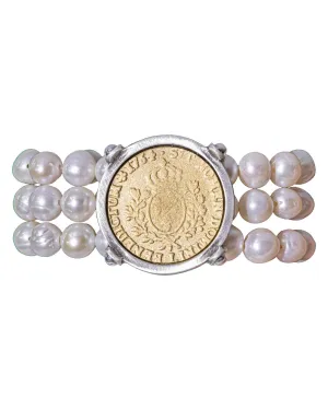 Pearls with Domini Medal Bracelet