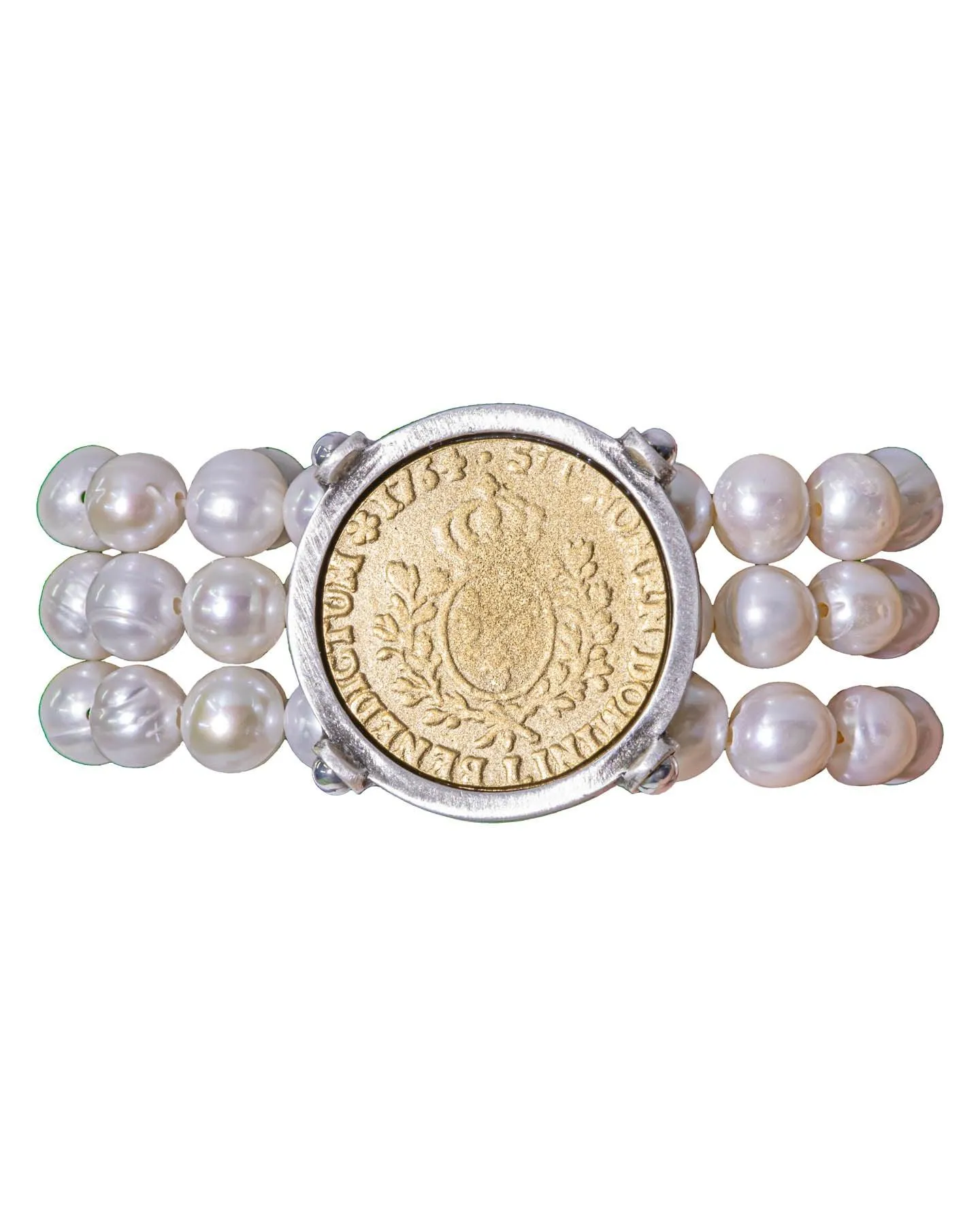 Pearls with Domini Medal Bracelet