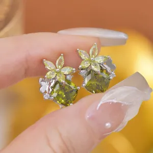 Peridot Flower Butterfly Earrings